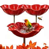 Vogeltränke Blume aus Metall, Handgefertigter Gartenstecker Vogeltränke, Winterfeste Vogeltränkes & Insektentränke, Bienentränke für Garten und Terrasse (3 Stück)