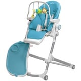 Engel & Storch Baby Hochstuhl HUGO Kinderhochstuhl Babystuhl mitwachsender Hochstuhl Verstellbar und Klappbar, Abnehmbares Tablett und inklusive Spielebogen - in der Farbe Blau