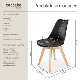 Tectake tectake® Esszimmerstühle Friederike 8er Setschwarz