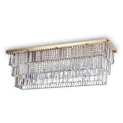 Ideal Lux Deckenleuchte MARTINEZ, 8-flammig, Länge 103cm, E14, Gold / Kristall IDEA-213569