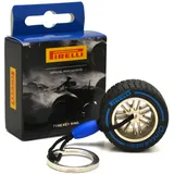 F1 Pirelli Motorsport Offizieller Merchandise-Artikel – Gummiradreifen Schlüsselanhänger – Nassregenreifen, blaue Farbe - Einheitsgröße