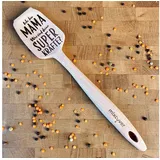 Mixcover Nachhaltiger Holz-Spatel für Thermomix TM6 TM5 TM31 Drehkellenspatel mit Gravur - Stil: Ich bin Mama. Was sind deine Superkräfte?