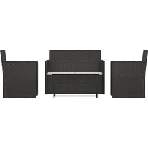 vidaXL Polyrattan Lounge-Set 4-tlg. schwarz inkl. Kissen 319194
