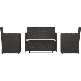 vidaXL Polyrattan Lounge-Set 4-tlg. schwarz inkl. Kissen 319194