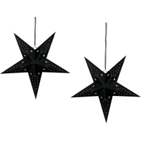 Beliani Weihnachtsdekoration Papierstern 2er Set LED MOTTI Stern 45 cm Schwarz