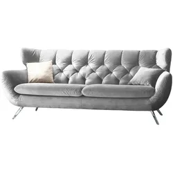 KAWOLA Sofa CHARME 3-Sitzer Velvet silber