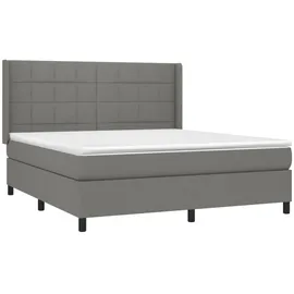 vidaXL Boxspringbett mit Matratze & LED Dunkelgrau 180x200 cm Stoff