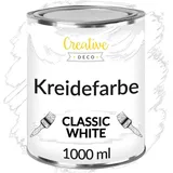 Creative Deco Kreidefarbe Kreidefarbe für Möbel Möbelfarbe Landhaus Vintage Matt Abwaschbar, auf Wasserbasis, Wisch-Effekt Gradient-Effekt möglich weiß