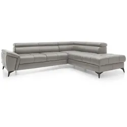 Ecksofa Mocca Leder Grau