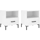 vidaXL Nachttische 2 Stk Weiß 40x35x47,5 cm Holzwerkstoff Modell 4