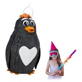 Relaxdays Piñata schwarz Pinguin