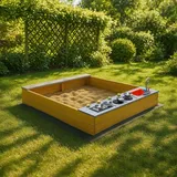 Home Deluxe Sandkasten COOKY – Natur | Holz-Sandkasten mit Spielküche für kreativen Spielspaß - Braun