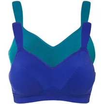 bonprix Bügelloser BH BONPRIX "BH ohne Bügel mit Baumwolle (2er Pack)", Damen, Gr. 110, Cup E, blau (saphirblau, kobalttürkis), Obermaterial: 95% Baumwolle, 5% Elasthan. Futter: 100% Baumwolle, BHs, im praktischen 2er Pack, mit breiten, verstellbaren Trägern