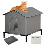 Katzenhaus Für Draußen - 40x30x30cm Wasserdichter Katzenhaus Outdoor Winterfest Isoliert, Katzenschutz Mit Erhöhter Basis, Katzenzelt Wetterfester Katzenhöhle Für Outdoor Katzen Hunde