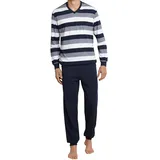 SCHIESSER Pyjama Dark Sapphire 2 tlg. mit Blockringeln Gr. 50M, 803-dunkelblau, | 36396049-50