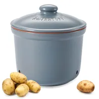 Römertopf Vorratstopf MAXI PLUS aus Naturton, blau-grau, Ø 26 x 25 cm, 5,5 L, belüfteter Keramik-Frischetopf für ca. 3 kg Kartoffeln & Gemüse, Unterteil glasiert, spülmaschinengeeignet