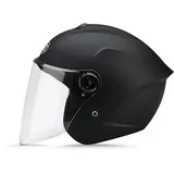 LIONCIANO Motorradhelm Mit Schutzbrille, Jethelm Roller-Helm Scooter-Helm Moped Mofa-Helm Chopper Vintage, Hat Den Verkehrssicherheitstest Bestanden(Matt-Schwarz)