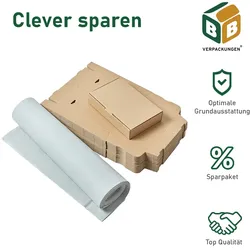 200 x Maxibriefkarton (240 x 160 x 45 mm) + 2 kg Packseide (37,5 x 50 cm) Verpackung Transport Päckchen Versandmaterial BB-Verpackungen