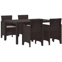 vidaXL 5-teiliges Garten Essset mit Kissen in Braun Poly Rattan
