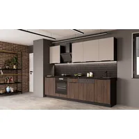 Küchen-Preisbombe Küchenzeile MONZA ARONA BASIC 280 cm Nußbaum beige