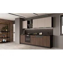 Küchen-Preisbombe Küchenzeile MONZA ARONA BASIC 280 cm Nußbaum beige