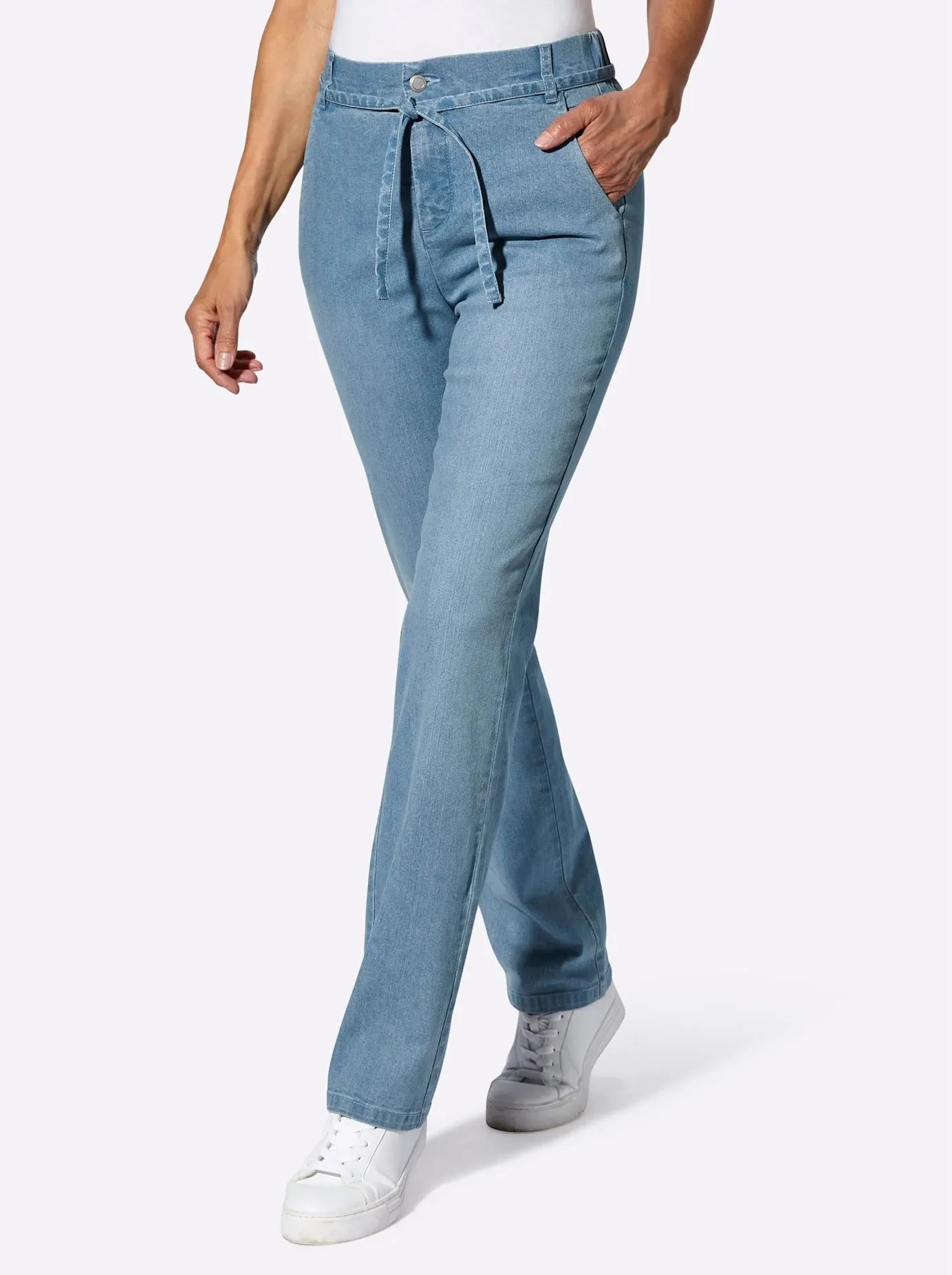 Bequeme Jeans CLUB OF COMFORT, Damen, Gr. 20, Kurzgrößen, blau (blau, bleached), 81% Baumwolle, 17% Polyester, 2% Elasthan, unifarben, lang, Jeans