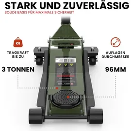 GENTOR Wagenheber hydraulisch 3T flach - Olivgrün