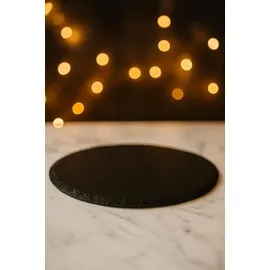 hausleben 4er Set Schieferplatten rund Ø 25 cm – Servierplatten aus Naturstein | Edle Schiefer Teller für Käse, Sushi, Tapas & Deko | Rutschfest, Lebens...