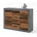 preisbrecher Kommode Sideboard INDIANA 4 Beton und Old Wood Optik