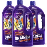 WoldoClean Rohrreiniger Gel 3x 1000ml extra stark Fettlöser Rohrfrei