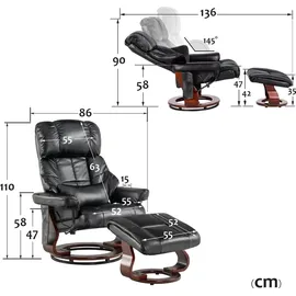 MCombo Relaxsessel Fernsehsessel 360° drehbar Massagesessel mit Fußhocker 9068 - Schwarz