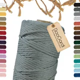 BooGardi Makramee Garn · Grau 5mm x 100m · 3mm oder 5mm · viele Farben · Baumwollkordel · Baumwollgarn · DIY Bastelkordel · Kordelband