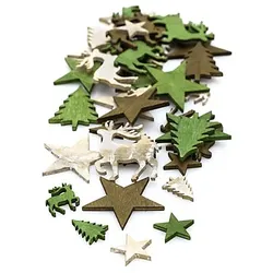Streuteile "Rentier, Stern und Tannenbaum", 2–4 cm, 40 Stück