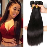 Straight Hair Bundles Human Hair Menschliches Haar Brasilianisches Echthaar Tressen Brazilian Virgin Hair Bundles Double Weft Weave Bundles Human Hair Total 300g 8 10 12 Inch