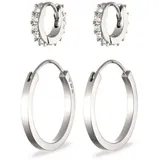 Elli Ohrring-Set Creolen Set Weiß 925 Sterling Silber, mit Kristallen von Swarovski® silberfarben