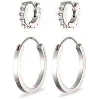 Elli Ohrring-Set Creolen Set Weiß 925 Sterling Silber, mit Kristallen von Swarovski® silberfarben