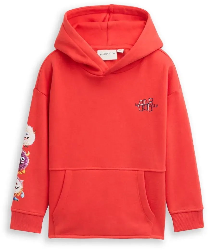 TOM TAILOR Jungen Oversize Hoodie Sweatshirt, rot, Uni, Gr. 92/98
