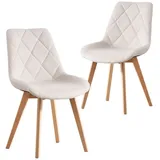 B&D home TANIA 2er Set, Polsterstuhl Küchenstühle für Esszimmer, Küche, Büro, Landhaus skandinavisch Design, Webstoff Creme, 11118-CREM-2