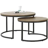 [en.casa] Couchtisch Christchurch rund Holz-Optik 2er Set