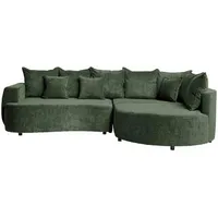 Carryhome Ecksofa, Dunkelgrün, Textil, 3-Sitzer, Füllung: Schaumstoff, Ottomane rechts, L-Form, 307x194 cm, Stoffauswahl, seitenverkehrt erhältlich, Schlafen auf Sitzhöhe, Wohnzimmer, Sofas & Couches, Wohnlandschaften, Ecksofas