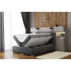 Fun Möbel Boxspringbett Schlafzimmerbett ABELT 180x200cm in Stoff Matt Velvet Anthrazit