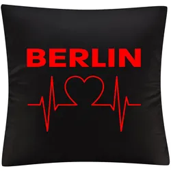 multifanshop Kissenbezug - Berlin rot - Herzschlag - Druck rot - Kissen
