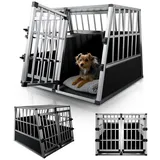 Juskys Alu Hundetransportbox XL 96 x 90 x 71 cm Silber/Schwarz