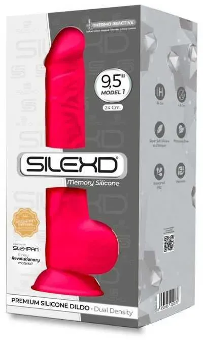Dildo 'Premium“ aus Silexpan mit Saugnapf, 17,5cm | Ausgeprägte Eichel, Äderung und Hoden Silexd Vibrator 1 St pink