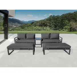 Perel Lounge-Set 8-Personen schwarz/grau