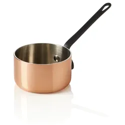 WAS Germany Mini Servierkasserolle MINI COPPER 3PLY mit schwarzem Griff, Ø 8 cm, 230 ml, Kupfer/Aluminium