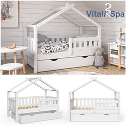 VitaliSpa Design Kinderbett 140x70 Babybett Jugendbett mit Schublade Lattenrost