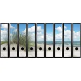 codiarts.® Aktenordner Rückensticker für 9 oder 12 breite Ordner - Motiv: DÜNE STRAND MEER, zum Beschriften