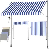 SONGMICS Klemmmarkise Balkonmarkise höhenverstellbar UV-beständig wasserabweisend (ohne Bohren mit Handkurbel inkl. Zubehörpaket & Anleitung) Sonnenschutz, 300 x 120 x 220–300 cm (L x B x H) blau 120 cm x 300 cm