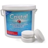 Cristal Chlortabletten 200 g | Langsam lösliche Langzeittabletten für eine effektive Poolpflege für Pools ab 20.000 l | Hoher Aktivchlorgehalt | Einfache Anwendung hocheffizient (5 kg Eimer)